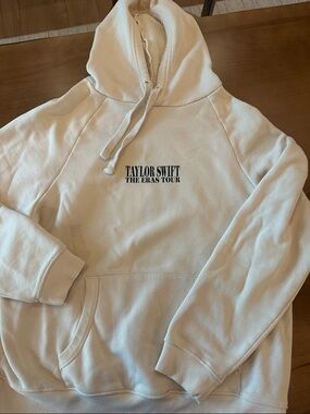 Taylor Swift Cream Pullover Hoodie with Black Logo